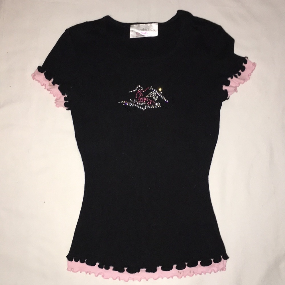 Girls motorcycle embellished short sleeve shirt
